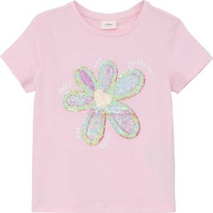 s.Oliver T-shirt met printopdruk en pailletten lichtroze