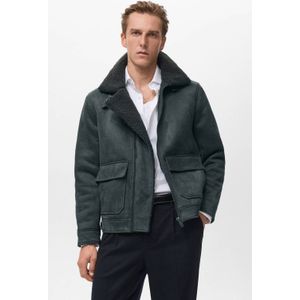 Mango Man suede leren jas grijs