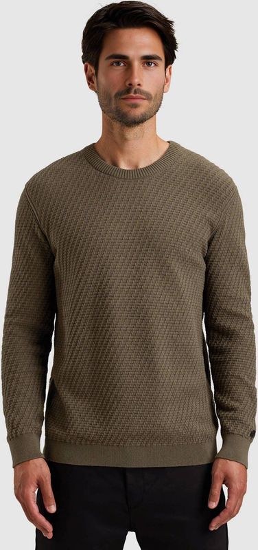 Cast Iron - Pullover - Groen - Crewneck Regular Fit - Katoen Stretch