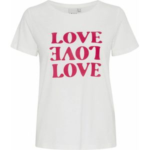 ICHI T-shirt IHKAMILLE met printopdruk wit/ roze