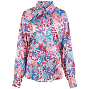 FLURESK x Wehkamp&Co x Wehkamp&Co gebloemde blouse Sandra roze/ blauw