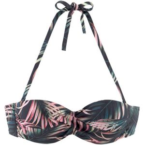 Lascana voorgevormde strapless bandeau bikinitop zwart/roze