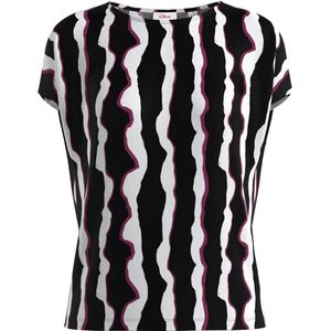 s.Oliver blousetop met all over print zwart/ecru/paars