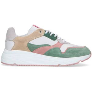 Manfield suède sneakers groen/roze