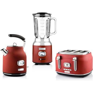 Westinghouse Retro Collections Bundle - Broodrooster XL, Waterkoker, Blender- Rood