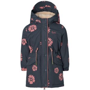 Noppies kids gebloemde winterjas Jinta grijs/roze