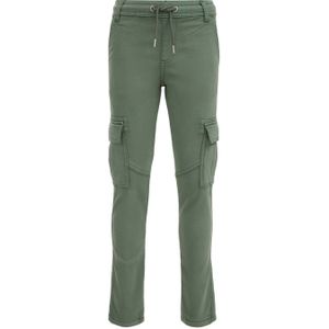 WE Fashion geruite slim fit cargobroek olijf groen