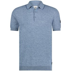 State of Art gemêleerde regular fit polo grijsblauw/kobalt