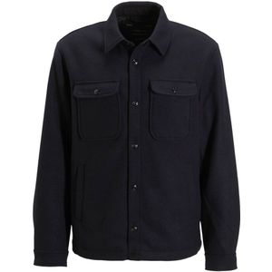 REPLAY overshirt met wol donkerblauw