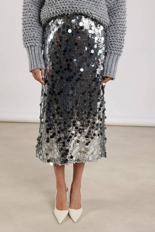 NUKUS midi rok met pailletten zilver