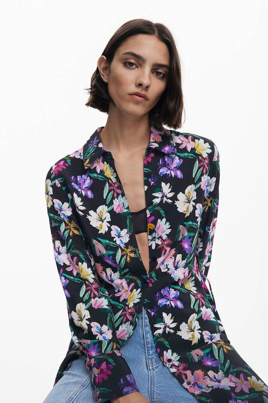 Desigual - Blousejurk - Zwart - Gebloemd