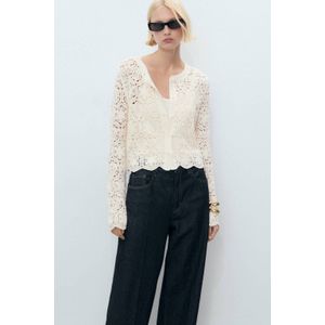 Mango - Gebreid Vest - Ecru - Crochet