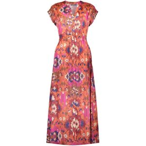 Geisha blousejurk met all over print oranje/roze/blauw