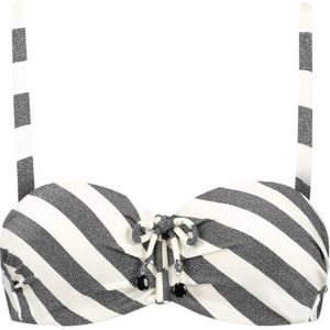 Cyell voorgevormde strapless bandeau bikinitop met lurex zilver/wit