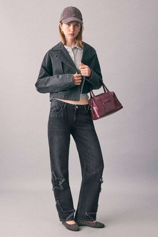 MANGO TEEN - Jeans - Grijs - Low Waist Wide Leg