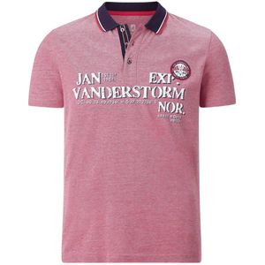 Jan Vanderstorm +FIT Collectie oversized polo VIGGO Plus Size met printopdruk rood