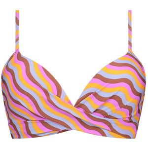 Beachlife voorgevormde beugel bikinitop roze/lichtblauw/oranje