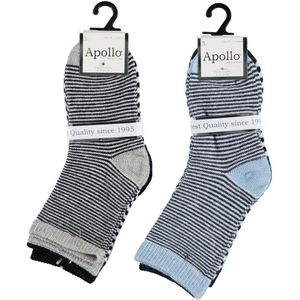 Apollo gestreepte sokken - set van 6 grijs/blauw