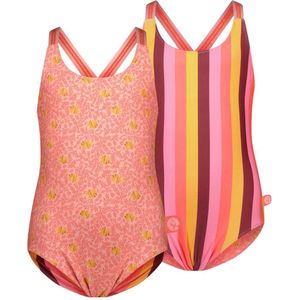 Just Beach reversible badpak oranje/roze/geel