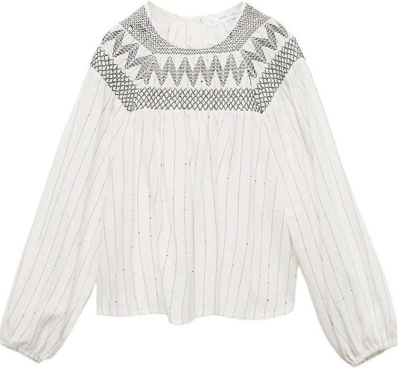 Mango Kids blouse met krijtstreep wit
