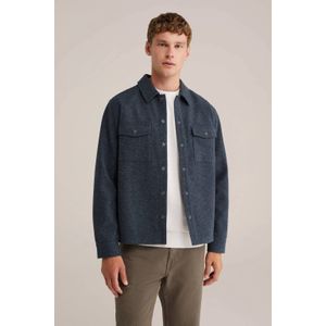 WE Fashion - Overshirt - Blauw - Boxy Pasvorm - Lange Mouwen