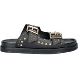 Nelson leren slippers met studs zwart