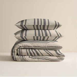 Sleeptime - Dekbedovertrek Linear Linen - Zand - 100% Katoen - 140x200x220 + 1 Kussensloop 60x70