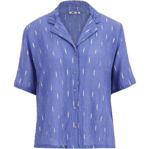 WE Fashion blouse met all over print en textuur blauw/goud