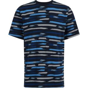 WE Fashion slim fit T-shirt met all over print blauw