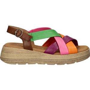 Gabor leren sandalen roze/oranje/groen