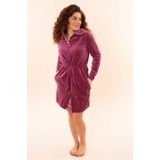 Charlie Choe fluwelen badjas met ritssluiting koraalrood