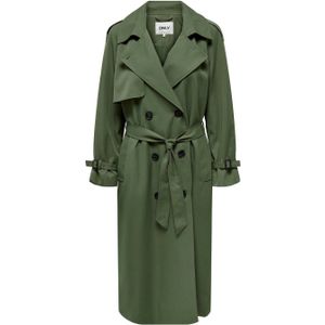 ONLY trenchcoat jas ONLCHLOE met ceintuur groen