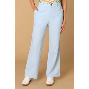 Ivy Beau linnen wide leg high waist pantalon lichtblauw