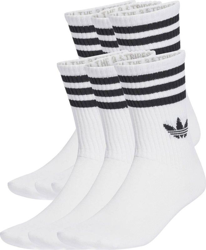 adidas - 3-Stripes Crew Socks - Wit - 6 Paar
