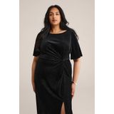 WE Fashion - Curve - Velvet Jurk - Met Glittergaren