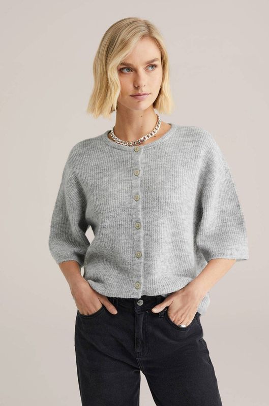 WE Fashion - Dames vest met structuur - Regular fit - Lichtgrijs gemeleerd -  Maat: XS