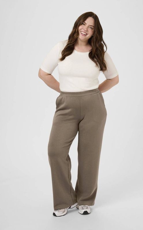 Kaffe - Curve KCannita - Casual Broek - Lichtbruin - Hoge Taille