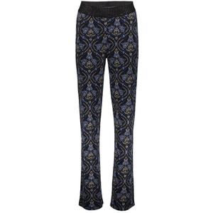 Geisha straight fit broek met all over print zwart/blauw