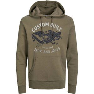 JACK & JONES PLUS SIZE hoodie JJFONNE Plus Size met printopdruk dusty olive
