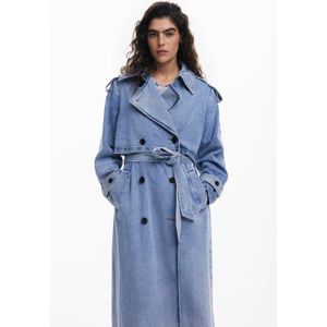 Desigual - Dames Jas - Medium Blue Denim - Reverskraag - Ceintuur - Schouderdetail - Zakken