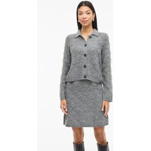 Vila Vest Viaery Collar L/s Knit Cardigan 14109990 Medium Grey Melange Dames Maat - S