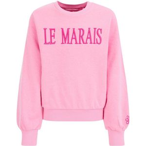 WE Fashion sweater met tekst roze/rood