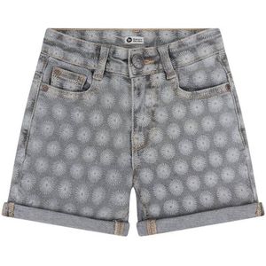 Daily7 denim short met all over print grey denim