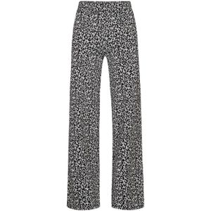 Miss Etam wide leg broek Mia met panterprint zwart/ecru