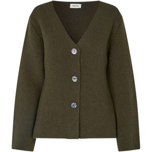 Modström gebreid vest met wol groen