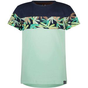 B.Nosy T-shirt met bladprint mintgroen/donkerblauw