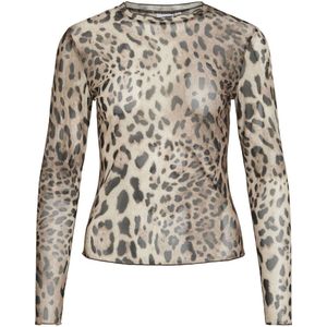 VILA - VININNA - Mesh Top - Beige - Lange Mouwen - Ronde Hals