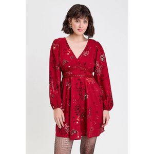 Cache Cache gebloemde A-lijn jurk donkerrood