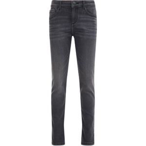 WE Fashion Blue Ridge tapered fit jeans met slijtage black faded