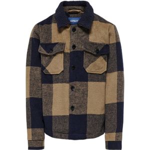 KIDS ONLY BOY overshirt KOBANDY met ruitprint beige/zwart